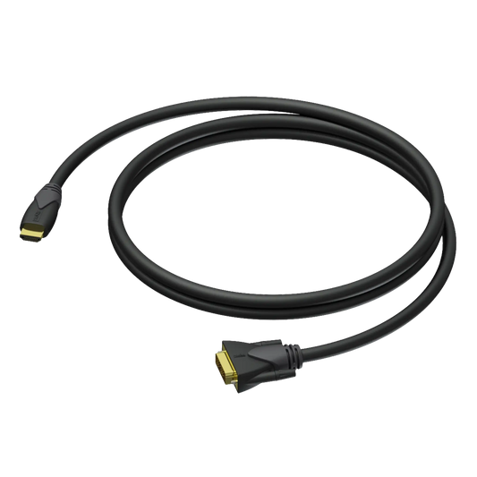 PROCAB CLV160 DVI-D Male to HDMI A Male Cable, 1.5 Meter length, 24 AWG wire gauge