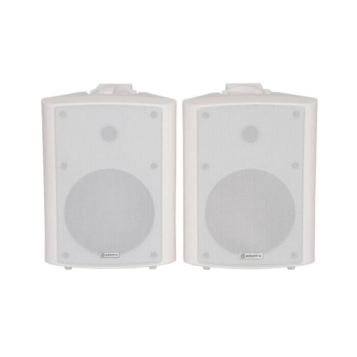 Adastra BC6W 6.5 Inch Stereo Background Speakers in White, displayed as a pair.