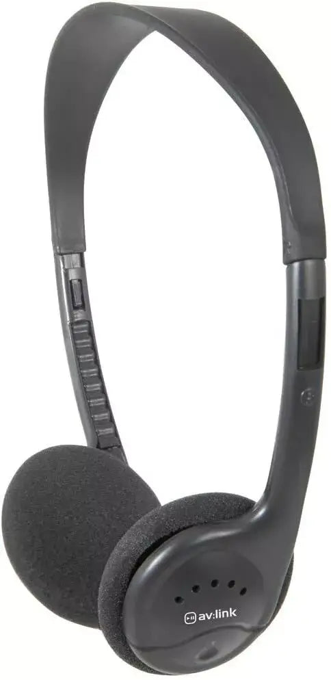 AVLINK SH30T Stereo Lightweight TV Headphones with extra long lead and volume control, designed for comfortable listening.