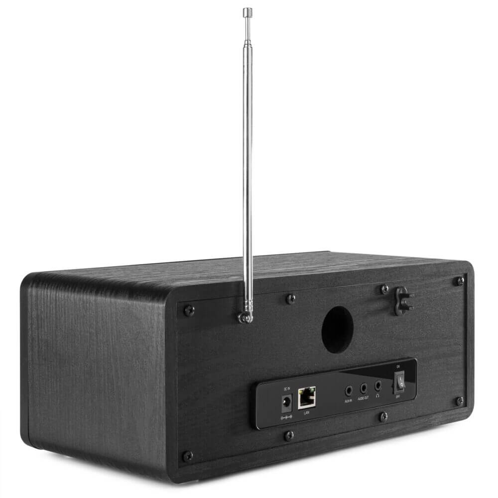 AUDIZIO ROME WiFi Internet Stereo DAB+ Radio in black color, showcasing its modern design and features.