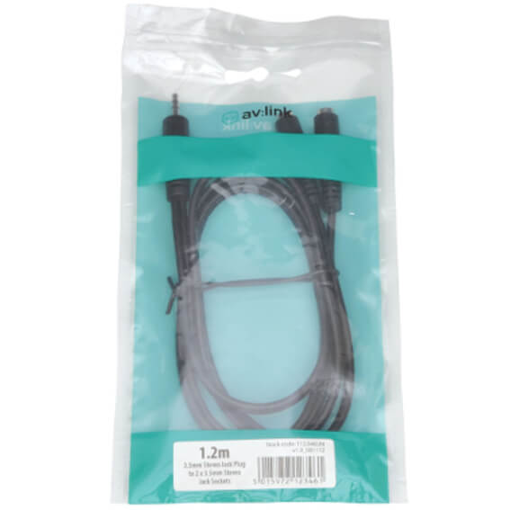 AVLINK 1.2M 3.5MM stereo plug to 2 x 3.5MM stereo sockets splitter lead