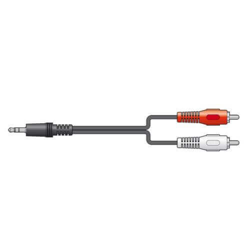 AVLINK 3.5mm stereo plug to 2 RCA plugs audio lead, 1.2 meters long.