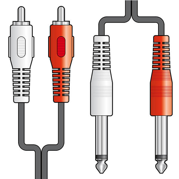TVA LEAD 2x6.3mm Plugs to 2x RCA Plugs 1.2m Audio Cable
