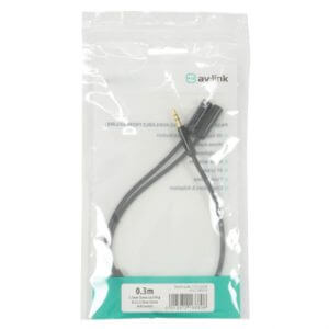 AVLINK 0.3M Precision Splitter Lead featuring a 3.5mm stereo plug and two 3.5mm stereo sockets.