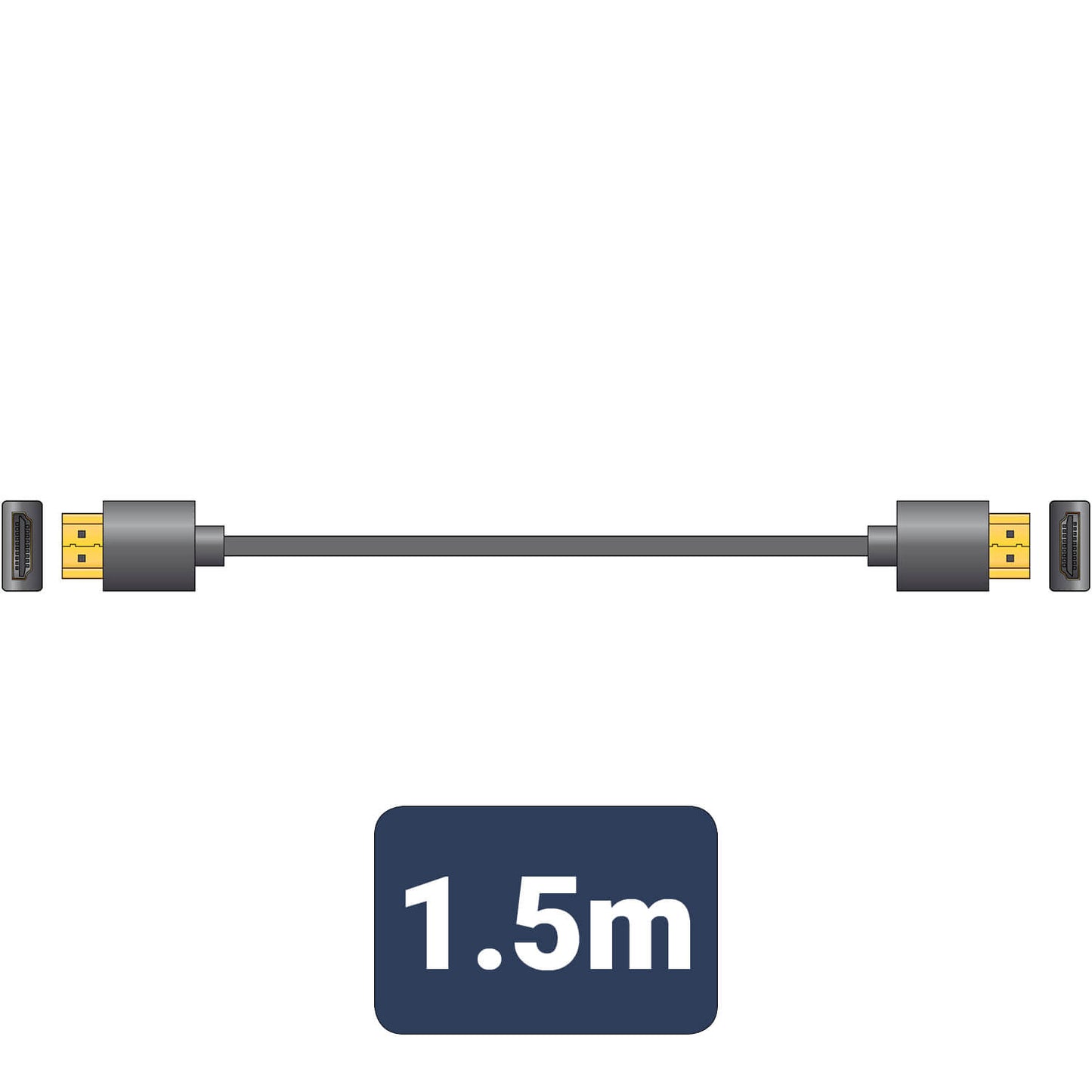 High-speed HDMI cable for ultra HD video, 1.5 meters long, with Ethernet support.