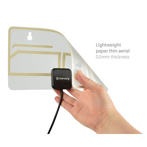 MERCURY ST25P Paper-Thin Transparent HDTV Aerial, a lightweight and high gain antenna designed for digital TV and DAB/FM radio.