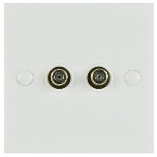 AVLINK 2 x Satellite Steel Wallplate with F-Connectors, designed for flush mount installation.