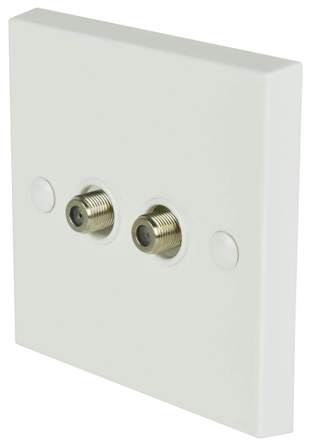 AVLINK 2 x Satellite Steel Wallplate featuring F-Connectors, designed for flush mount installation.