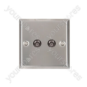 AVLINK 2 x Satellite Wallplate in white, featuring dual F-connectors for easy cable management.