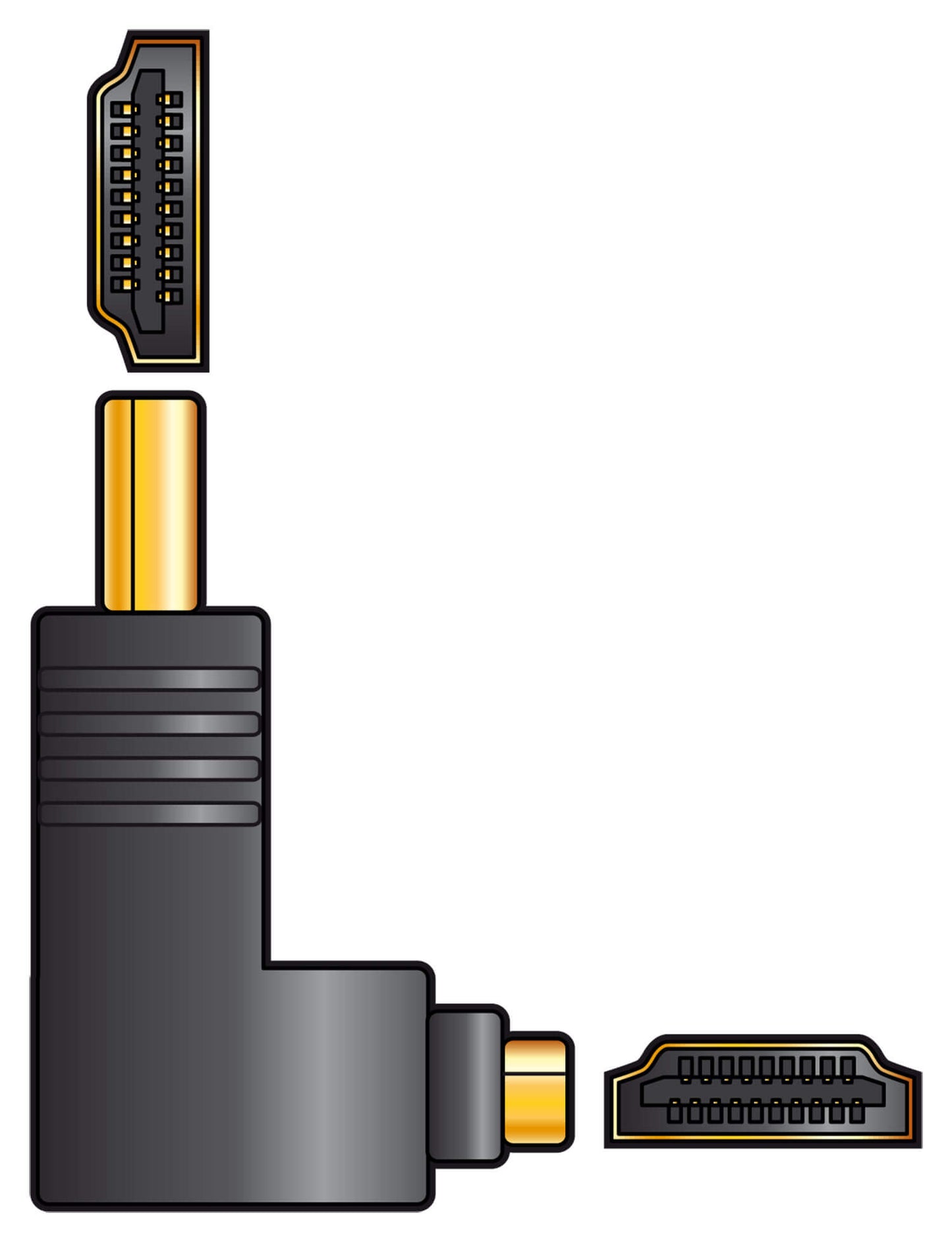 AVLINK HDMI Right Angle Adaptor Plug to Socket with gold plated connections
