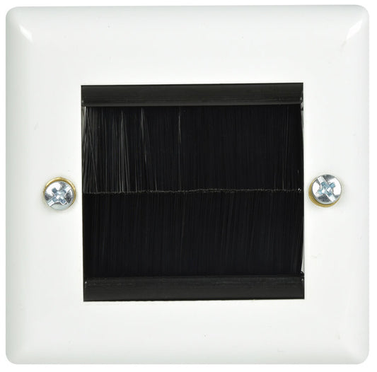 AVLINK Brush Wallplate 1-Gang in White Steel, designed for effective cable management.