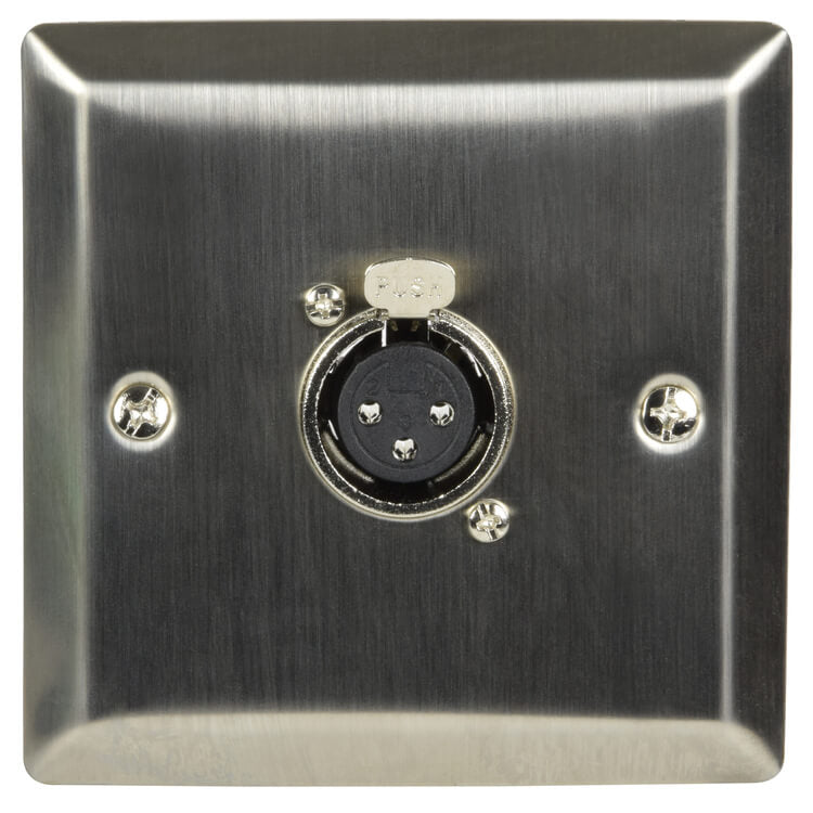 AV:Link Steel Wallplate featuring an XLR socket, model 123.316UK.