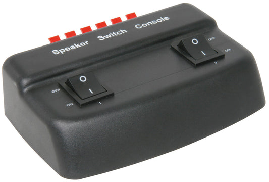 AV:Link AD-SPK21 2-Way Loudspeaker Selector in black, capable of handling up to 50W, displayed against a neutral background.