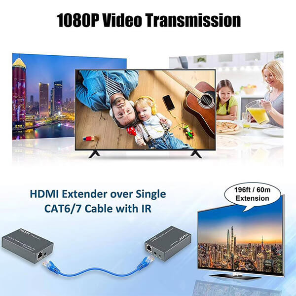 TVA HDMI Over Cat5/6 Extender 60m with IR for high definition signal transmission