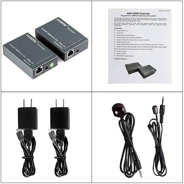 TVA HDMI over Cat5/6 extender capable of transmitting high definition signals up to 60 meters with IR support.