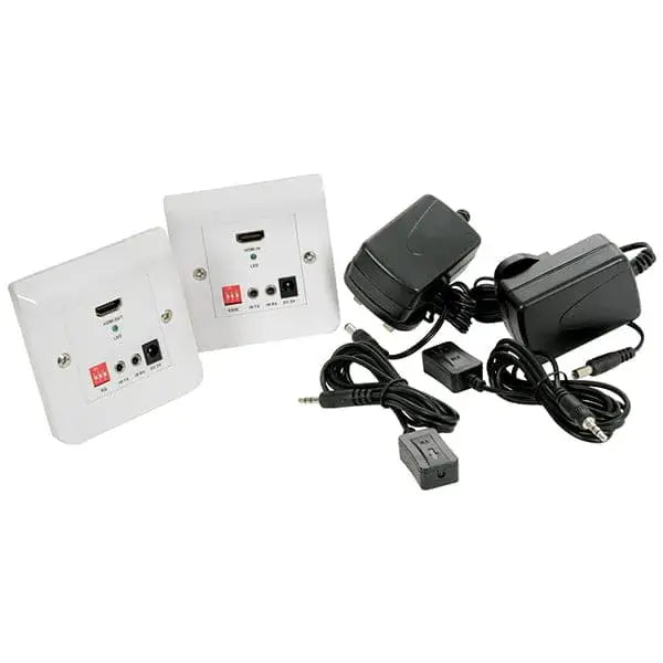 AVLINK 50M HDMI Over Cat5/6 Extender Wallplate Kit with Bi-Directional IR, showcasing the product design and features.