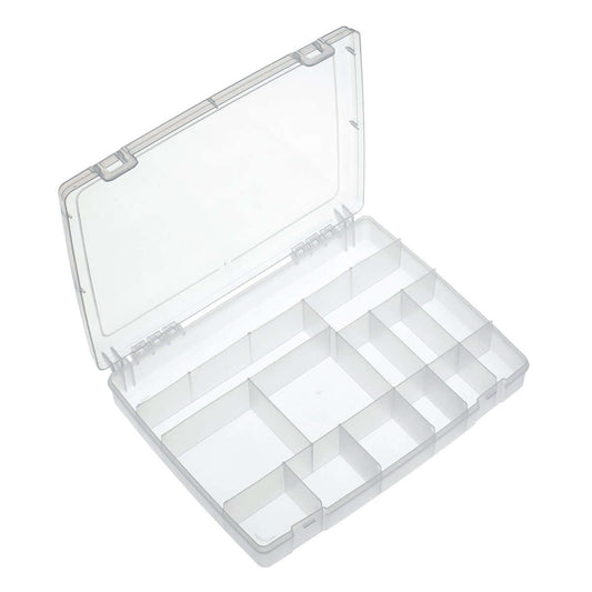 SP PAN 192/14C Transparent Polypropylene Organiser Box featuring 14 compartments for organized storage.