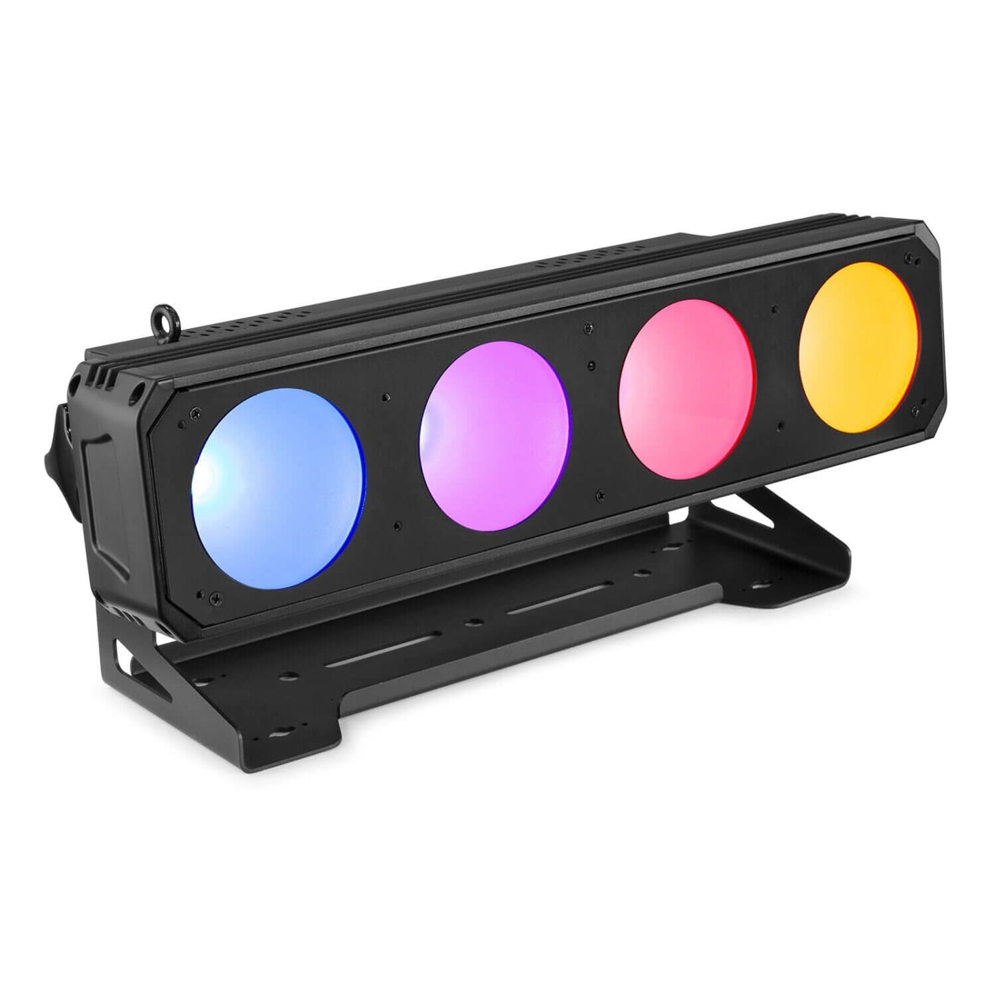 Image of the beamZ LUCID 2.4 LED BAR, a professional stage lighting fixture featuring 4 x 30W RGBW LEDs, showcasing its sleek design and vibrant lighting capabilities.
