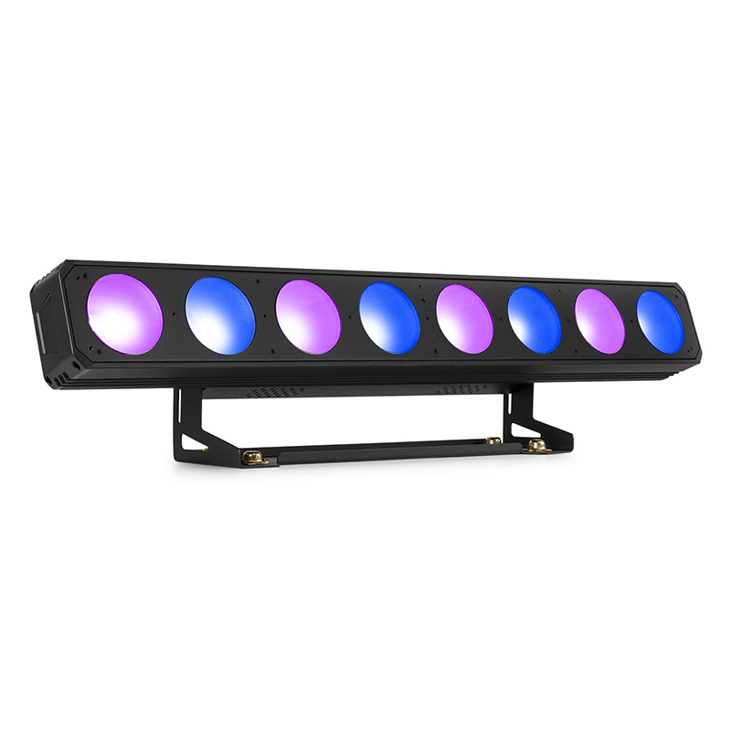 BEAMZ LUCID 2.8 LED BAR featuring 8x 30W RGBW lights, designed for professional stage lighting applications.