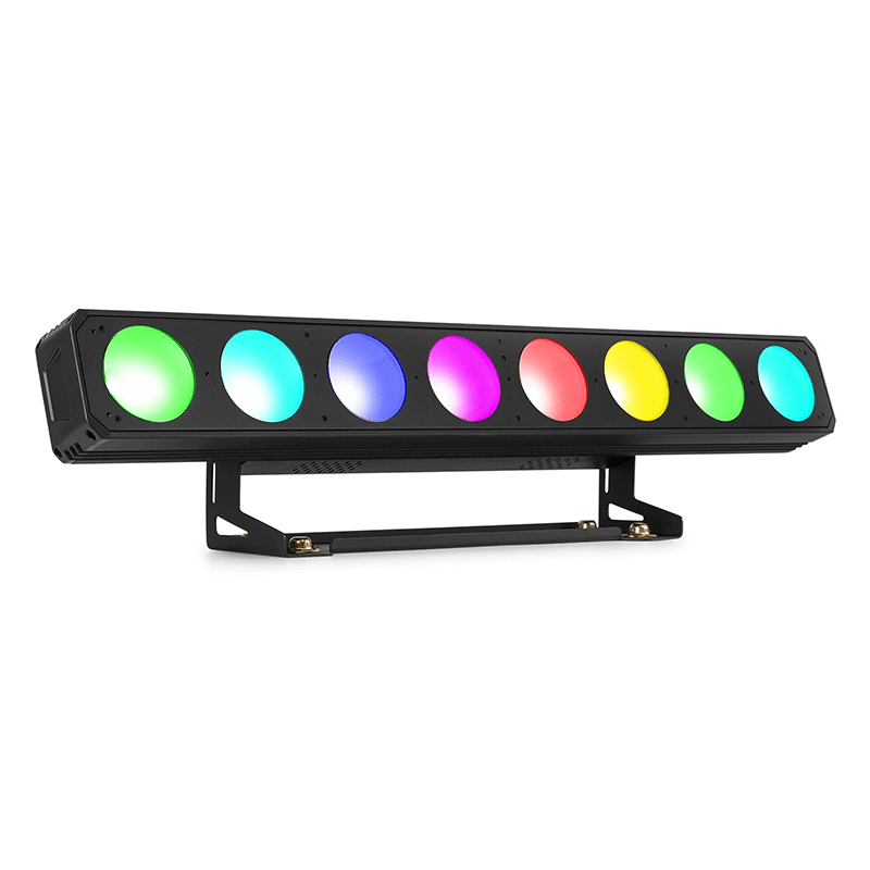 BEAMZ LUCID 2.8 LED BAR featuring 8x 30W RGBW lights, designed for professional stage lighting.