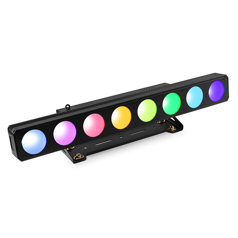 BEAMZ LUCID 2.8 LED BAR featuring 8x 30W RGBW lights, designed for professional stage lighting applications.