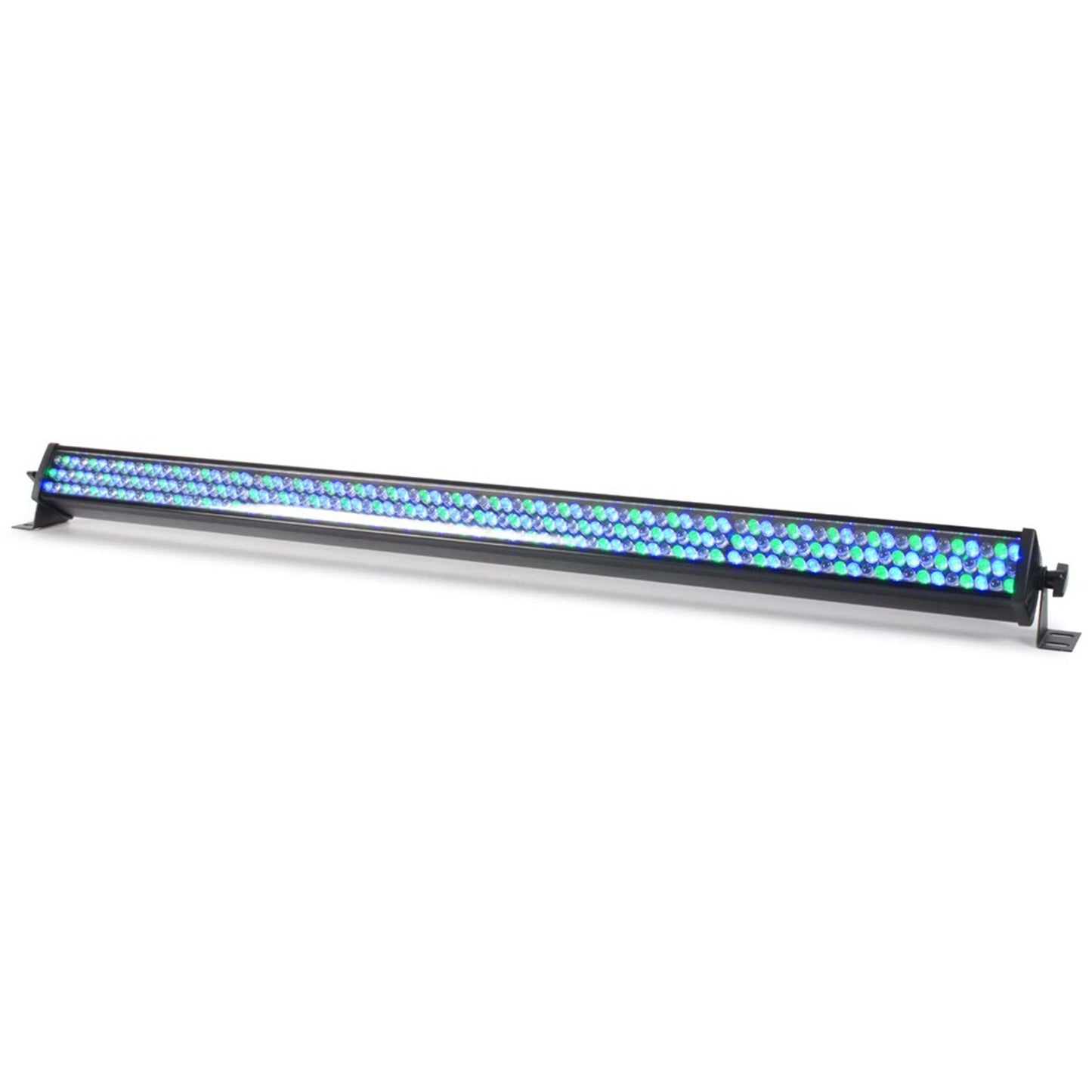 Beamz LCB-252 LED DMX fixture with 252x10mm LEDs in 4 segments, showcasing the lighting equipment in a studio setting.