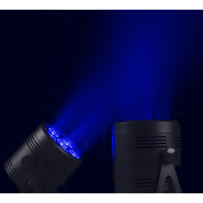 BEAMZ BBP66 Battery Uplight PAR featuring 6x 6W RGBW LED lights, showcasing a compact and versatile lighting solution.