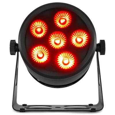BEAMZ BBP66 Battery Uplight PAR featuring 6x 6W RGBW LED lights, showcasing a compact and versatile lighting solution.