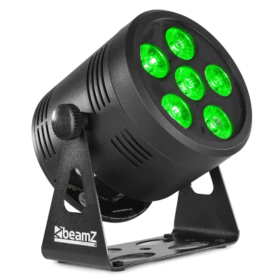 BEAMZ BBP66 Battery Uplight PAR featuring 6x 6W RGBW LED lights, showcasing a compact and versatile lighting solution.
