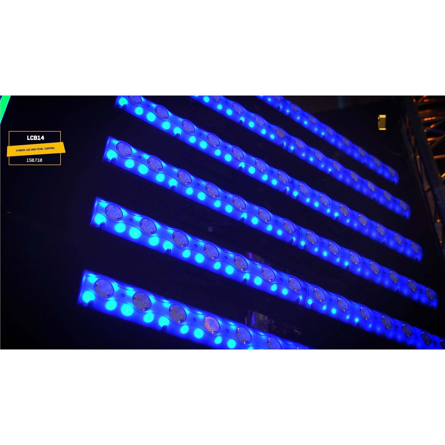 BEAMZ LCB14 Hybrid LED Bar Pixel Control featuring 14 warm white LEDs and 56 RGB LEDs for versatile lighting effects.