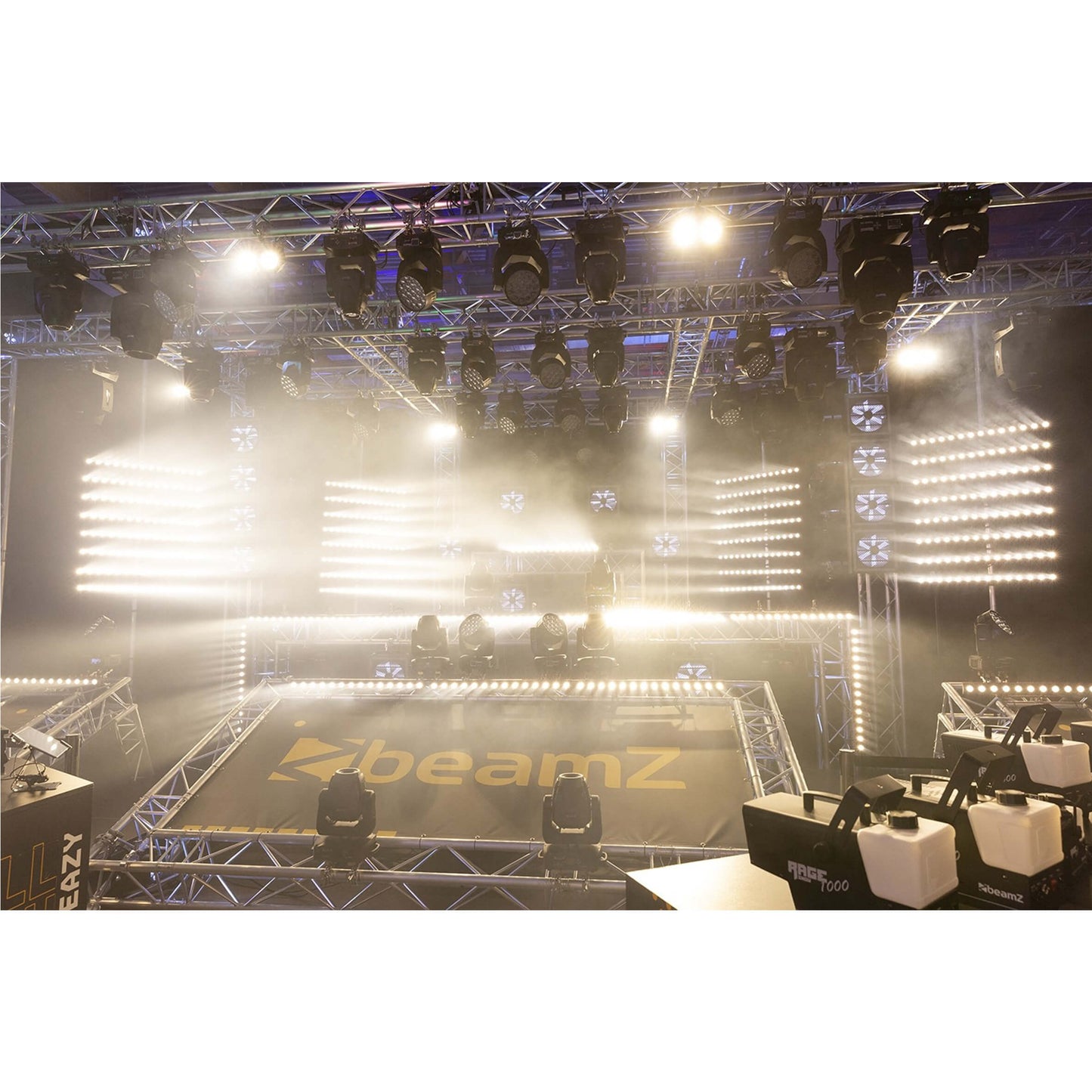 BEAMZ LCB14 Hybrid LED Bar featuring 14x3W Warm White and 56x RGB LEDs, displayed in an elegant setting.