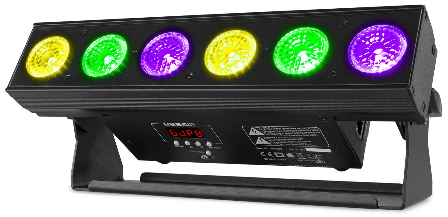 Beamz BBB612 Battery Powered LED Bar with 6x 12W RGBAW-UV LEDs