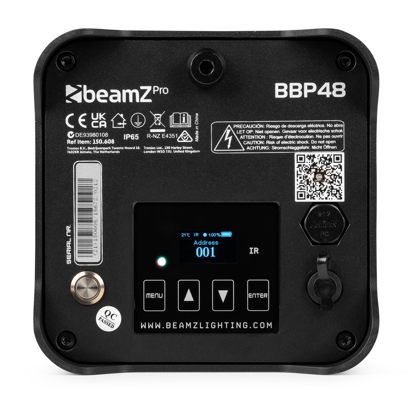 Beamz Pro BBP48 LED Battery Uplight PAR - 9x 12W RG