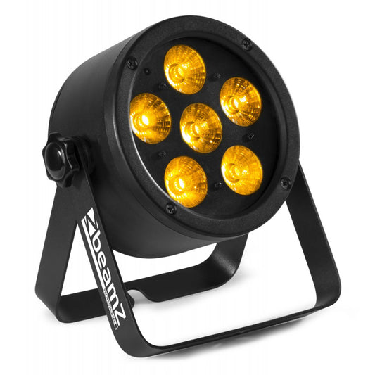 Beamz Pro BAC302 6x12W 6-in-1 RGBWA+UV LED PAR 64 stage light with DMX and IR remote control