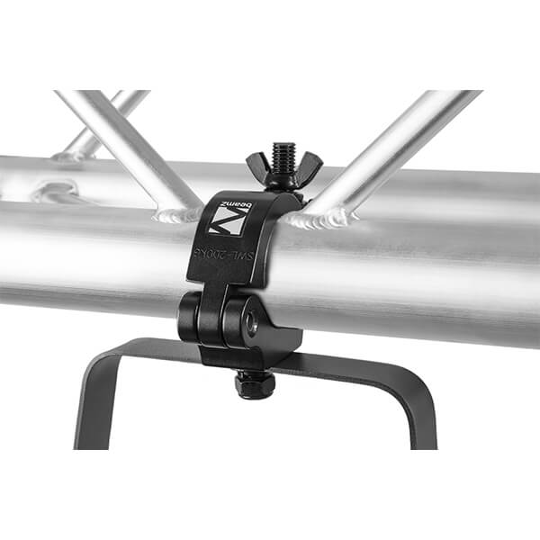Beamz BC50B-200 Black Aluminum Half Coupler with a 48-51mm diameter and a 200kg load capacity