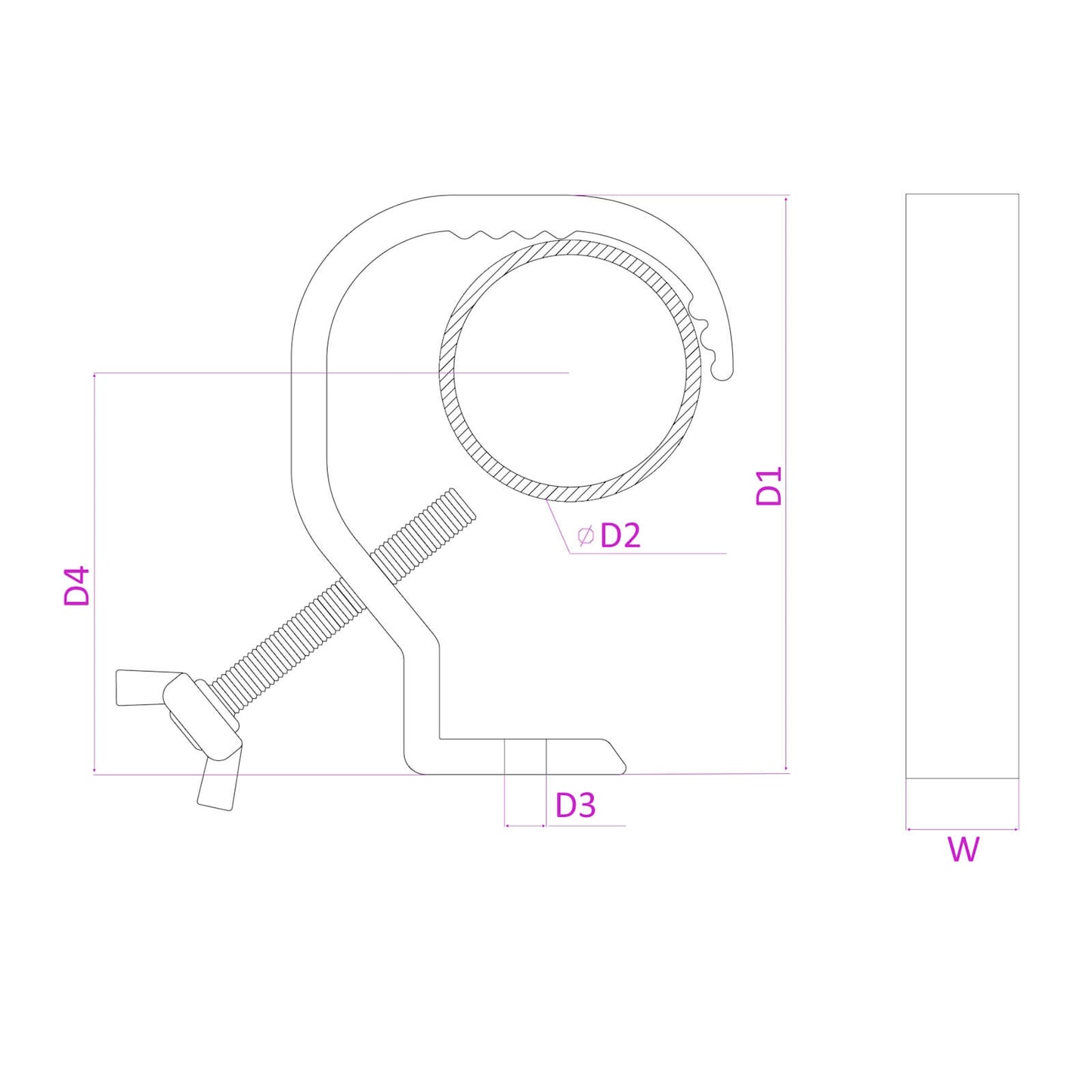 Beamz Black G-Shaped Mounting Hook, 28x63mm, 30kg Load image