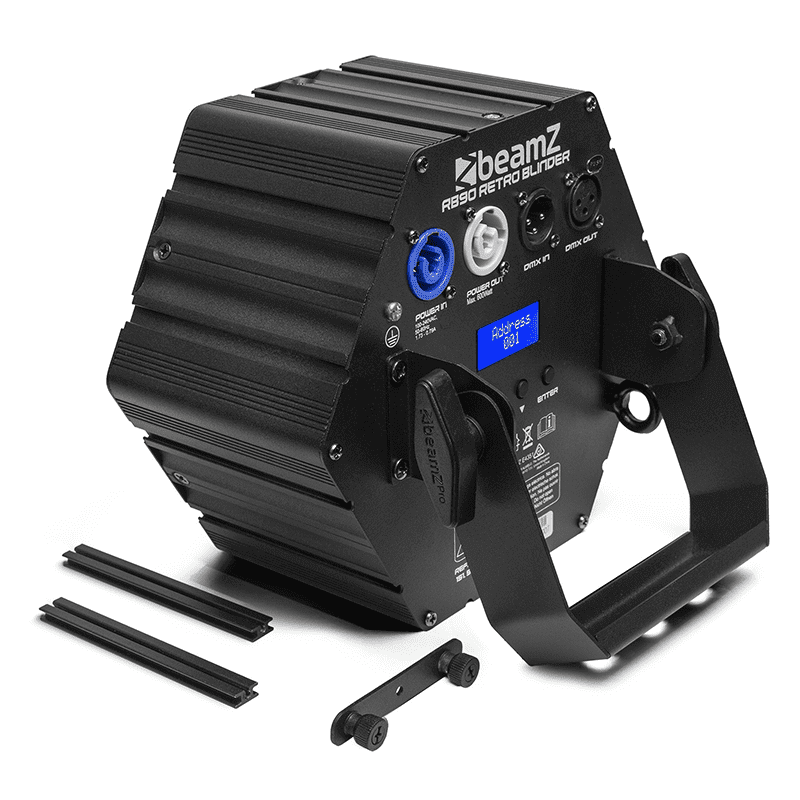 Stylish BEAMZ RB90 Deco Retro Blinder with 3x30W RGBW LED lights for stage lighting.