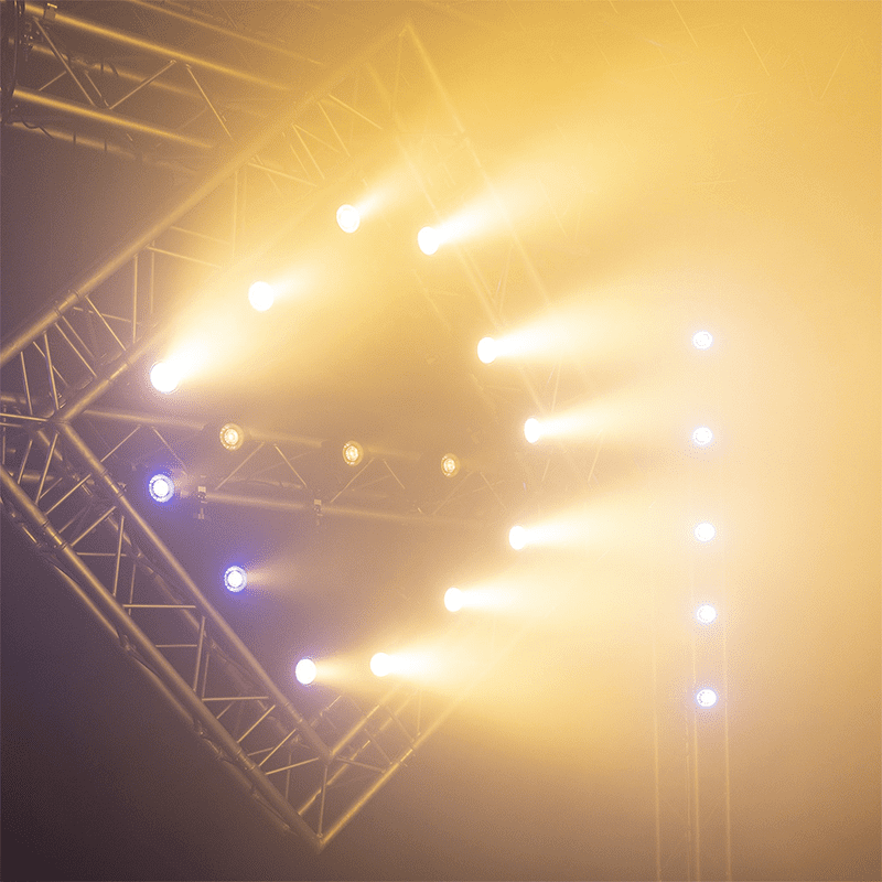 BEAMZPRO NEUTRON-DOT 60W Linkable LED Light showcasing its RGBWW features for both indoor and outdoor use.