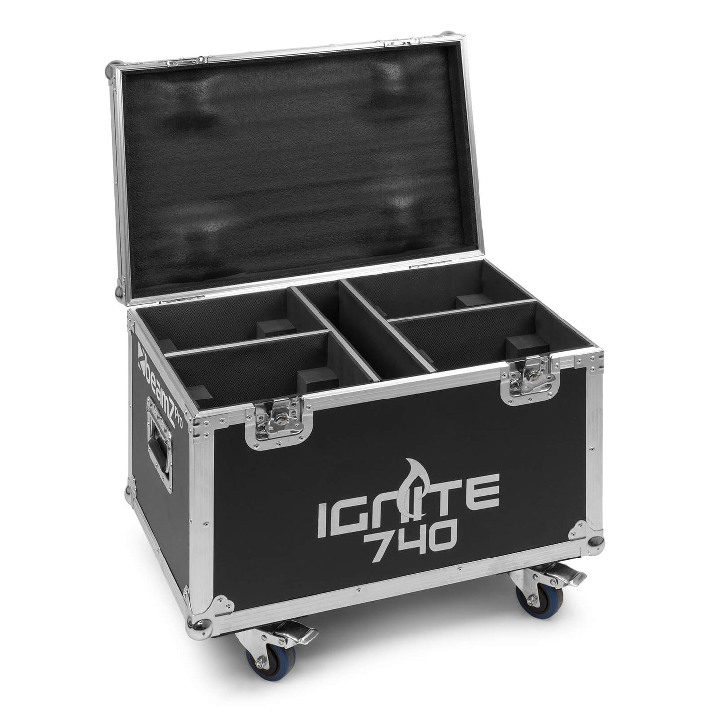 Flight case for 4 IGNITE740 fixtures - side view