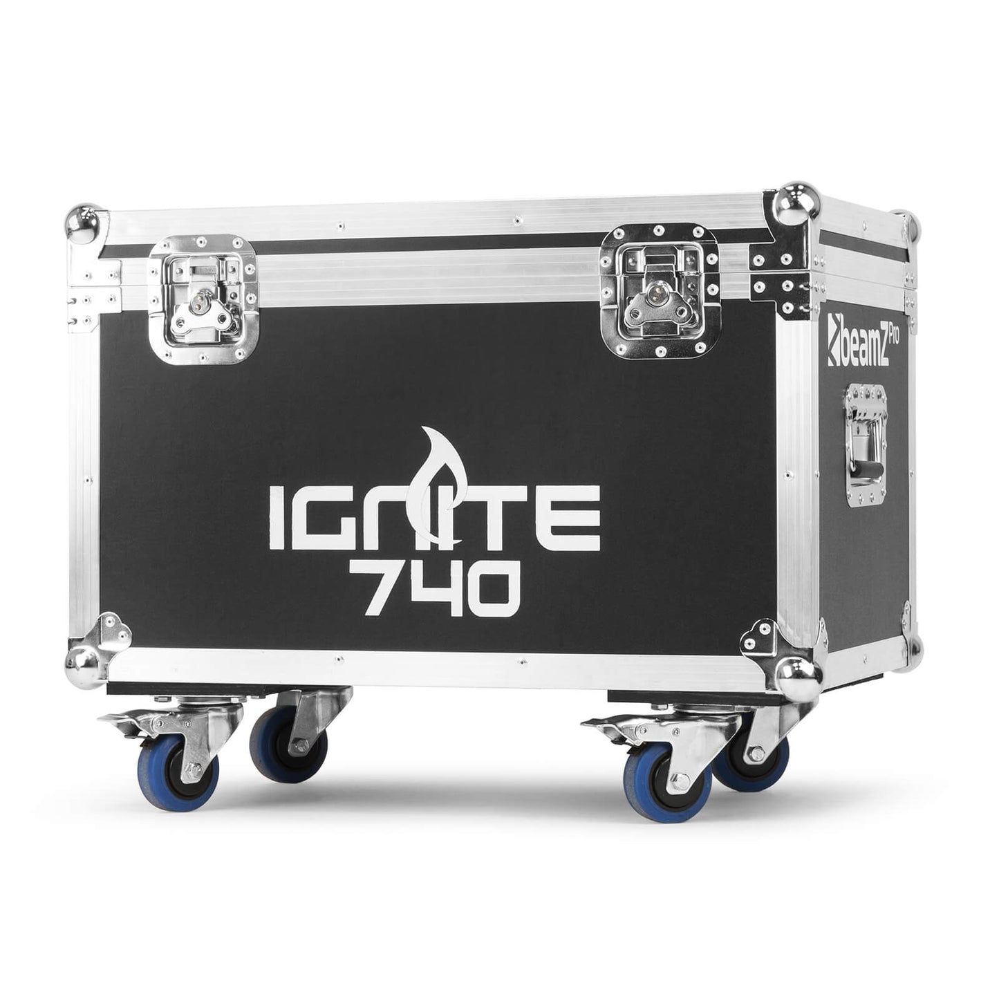Flight case designed for 4 IGNITE740 fixtures by Beamz Lighting, side view