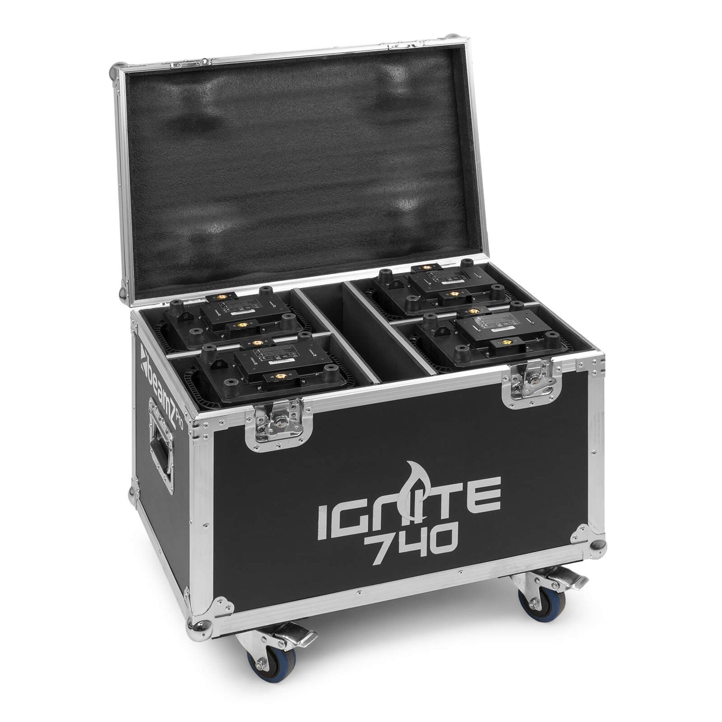 Flight case for 4 IGNITE740 fixtures - Side view