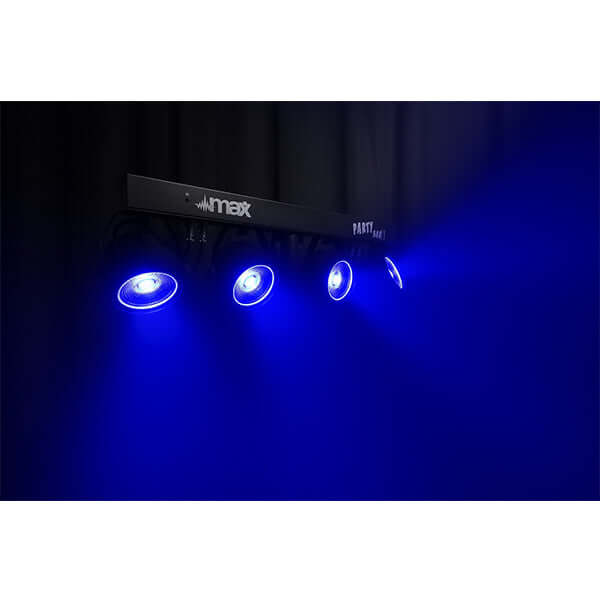 Beamz PARTYBAR11 Set with 4 COB PARs, 20W Each - Image of the product showing the lighting effects