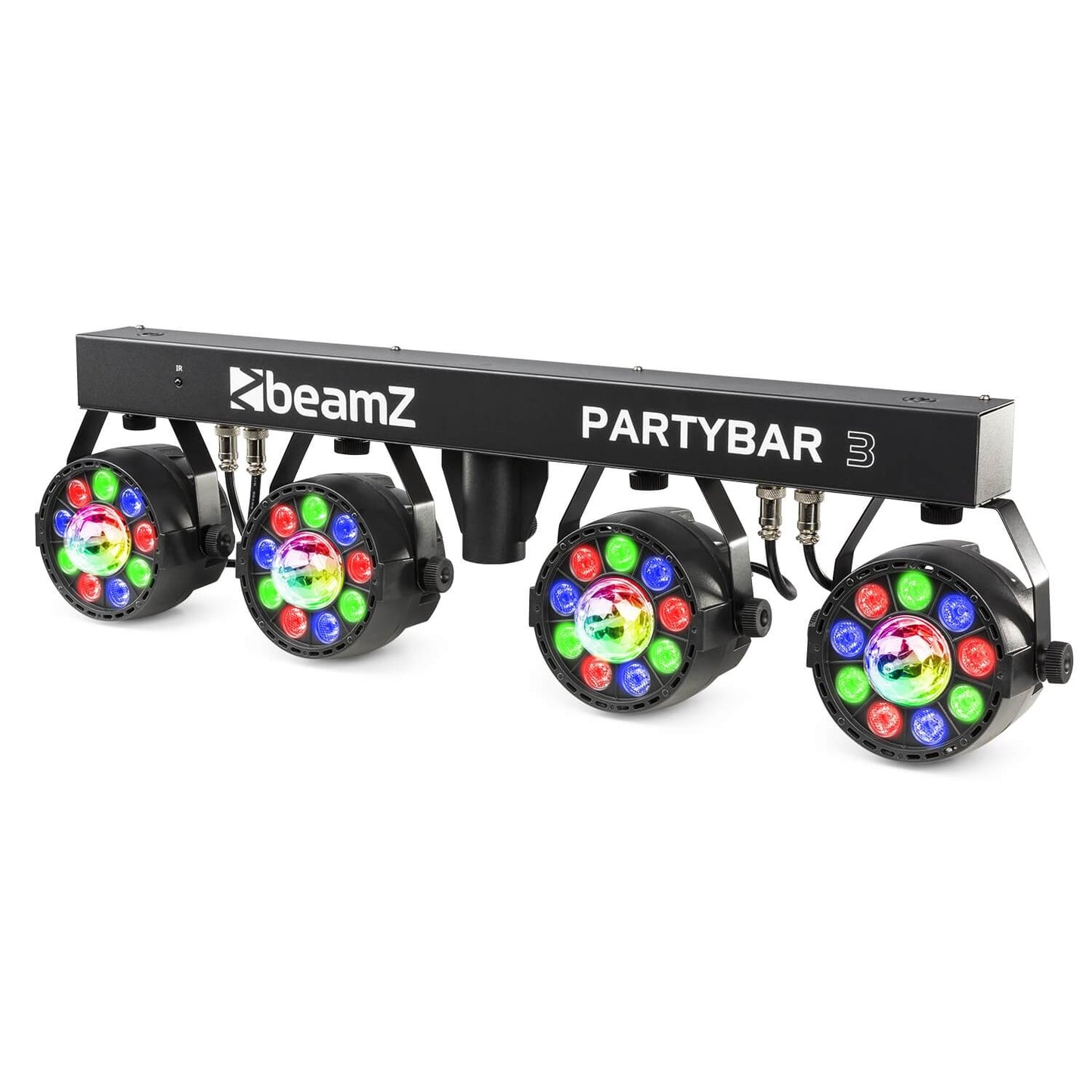 Beamz PARTYBAR3 Set with 4 PARs (9x1W RGBW) and 4 Magic Balls - Side View
