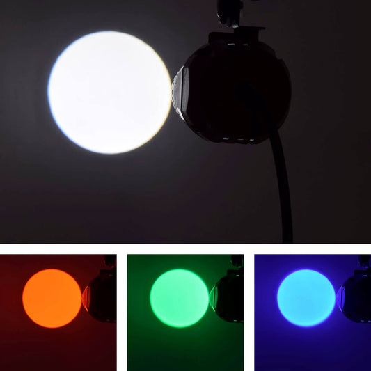 QTX Pinspot Colour Cover in blue, a coloured filter gel designed for PAR36 spotlight use.