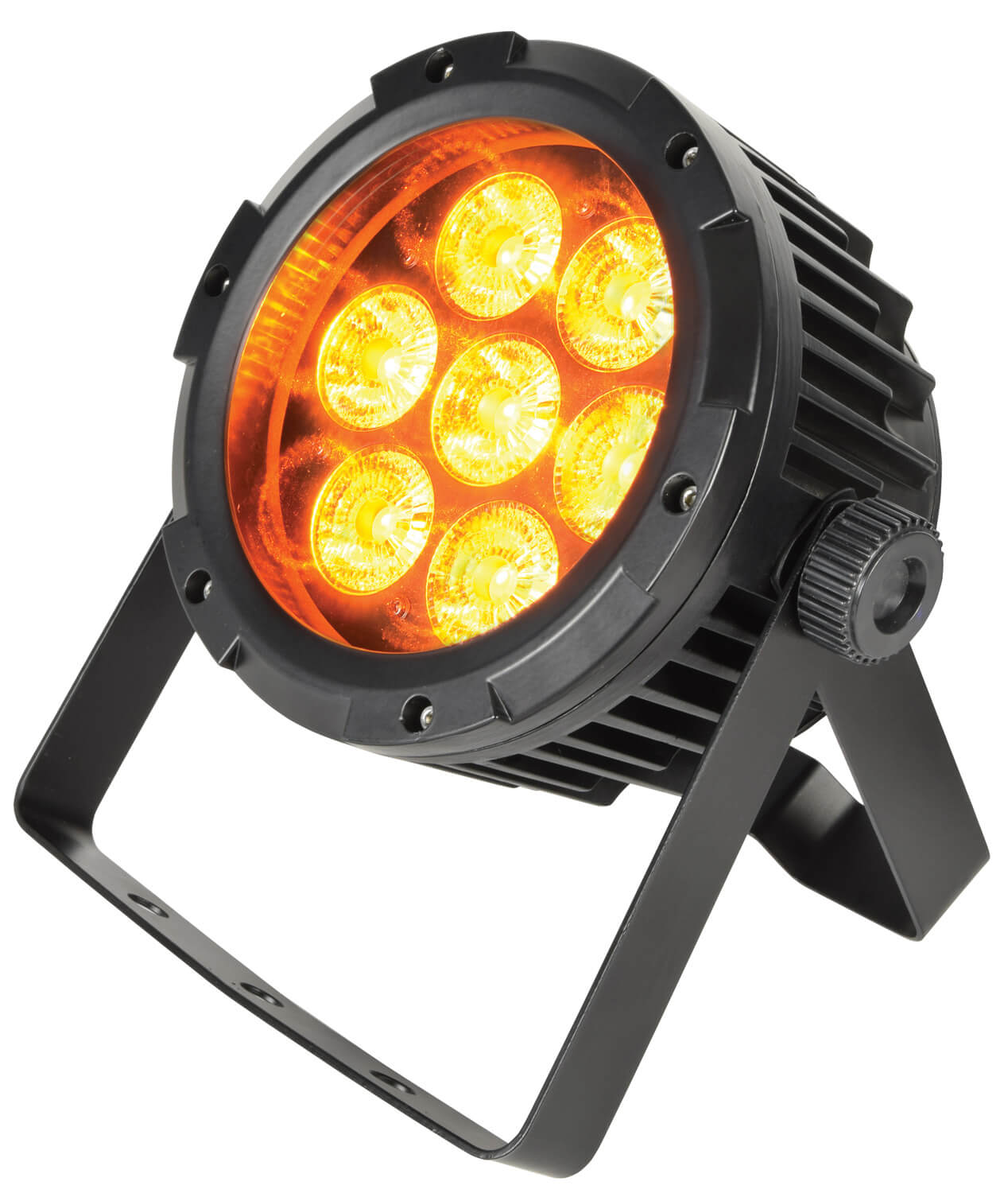 QTX PAR 36 Orange Filter designed to enhance lighting experiences, showcasing its vibrant orange color.