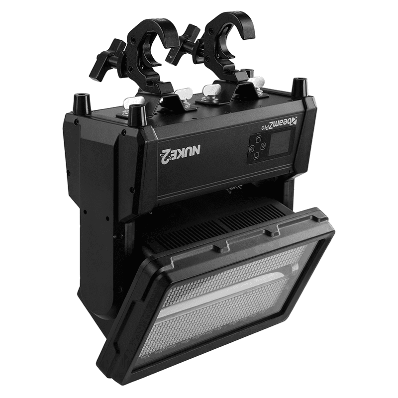 BEAMZ NUKE2 Motorized Strobe/Wash lighting fixture featuring 96x10W Cool White and 864x0.5W RGBW LEDs.