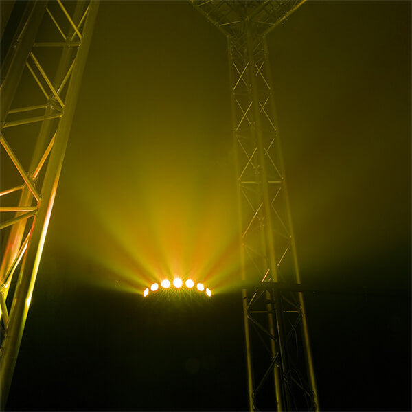 BEAMZ FINGERS7 PARTY EFFECT 7x8W 4-in-1 LED RGBW Lighting Fixture showcasing vibrant RGBW lighting effects.