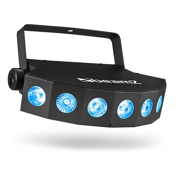 BEAMZ FINGERS7 PARTY EFFECT 7x8W 4-in-1 LED RGBW Lighting Fixture showcasing vibrant lighting effects.