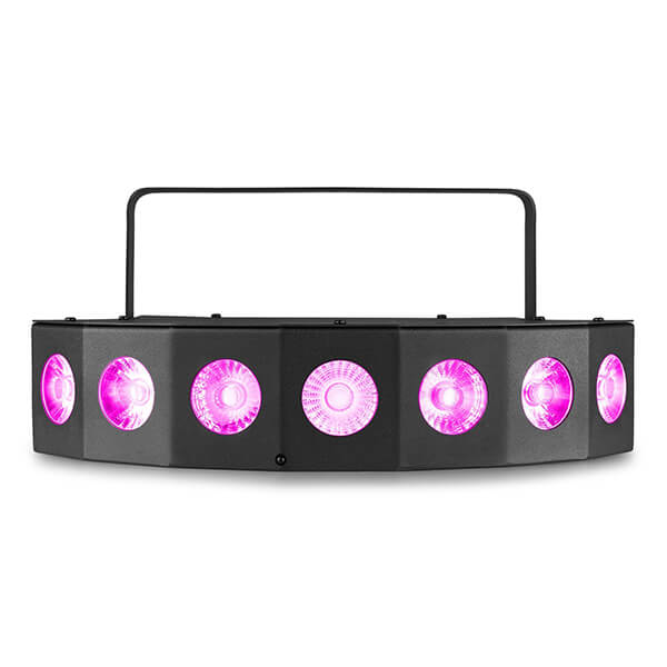 BEAMZ FINGERS7 PARTY EFFECT 7x8W 4-in-1 LED RGBW Lighting Fixture showcasing vibrant lighting effects.