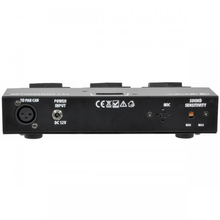 QTX FC1 Foot Controller designed for Slimline LED Par Cans, showcasing a compact DMX control solution.